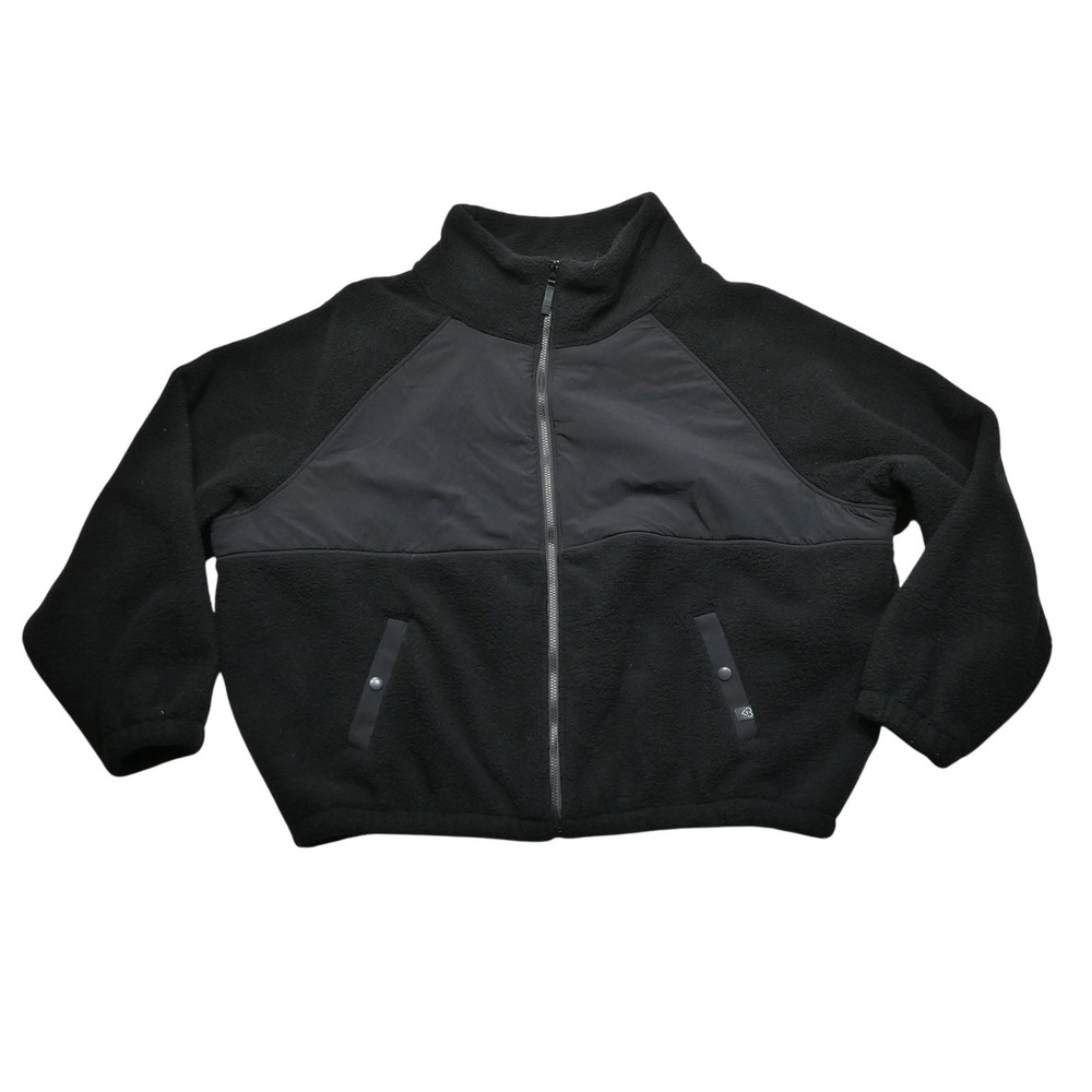 Blogilates Jacket Womens 1X Black Sherpa Fleece Full Zip Mock‎ Neck Snap Pockets